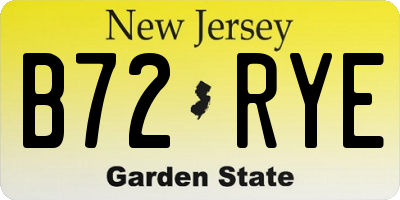 NJ license plate B72RYE