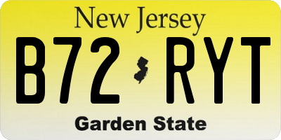 NJ license plate B72RYT