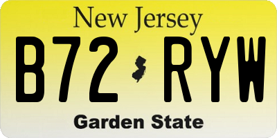 NJ license plate B72RYW