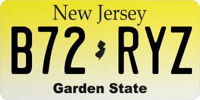 NJ license plate B72RYZ
