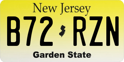 NJ license plate B72RZN