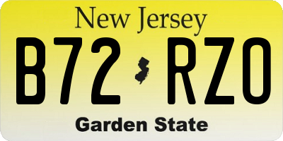 NJ license plate B72RZO