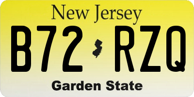 NJ license plate B72RZQ
