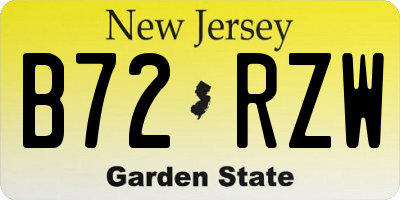 NJ license plate B72RZW