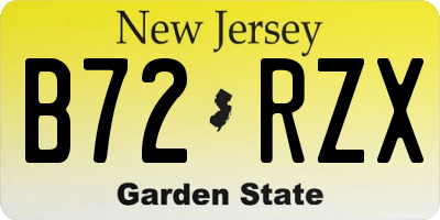 NJ license plate B72RZX