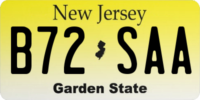 NJ license plate B72SAA