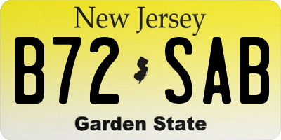 NJ license plate B72SAB