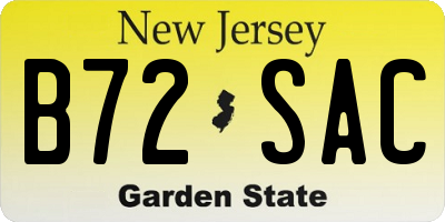 NJ license plate B72SAC