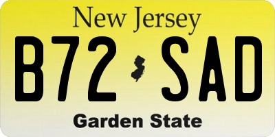 NJ license plate B72SAD