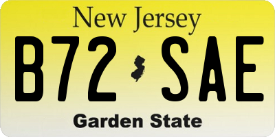 NJ license plate B72SAE
