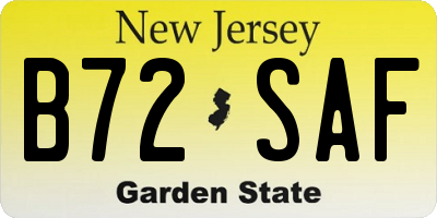 NJ license plate B72SAF