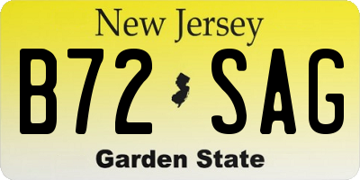 NJ license plate B72SAG