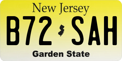 NJ license plate B72SAH