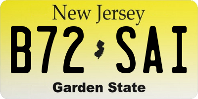 NJ license plate B72SAI