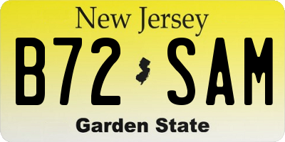 NJ license plate B72SAM