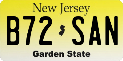 NJ license plate B72SAN