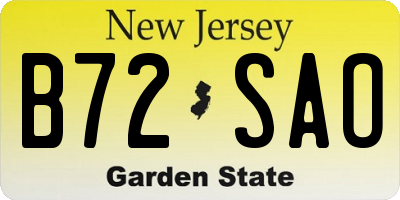 NJ license plate B72SAO