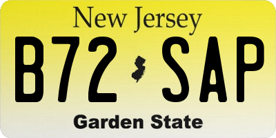 NJ license plate B72SAP