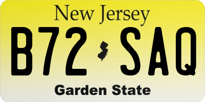 NJ license plate B72SAQ