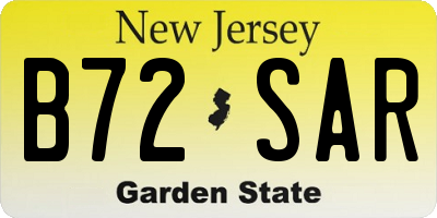 NJ license plate B72SAR