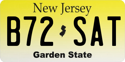 NJ license plate B72SAT