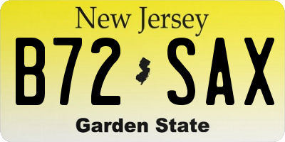NJ license plate B72SAX