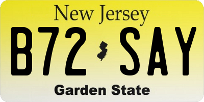 NJ license plate B72SAY