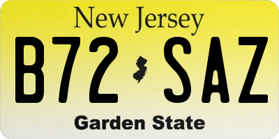 NJ license plate B72SAZ