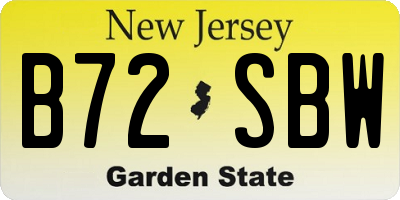 NJ license plate B72SBW