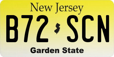 NJ license plate B72SCN