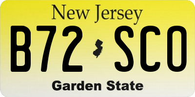 NJ license plate B72SCO
