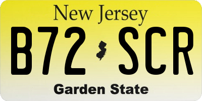 NJ license plate B72SCR