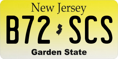 NJ license plate B72SCS