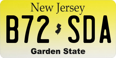 NJ license plate B72SDA