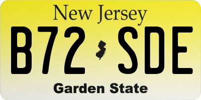 NJ license plate B72SDE