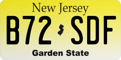 NJ license plate B72SDF