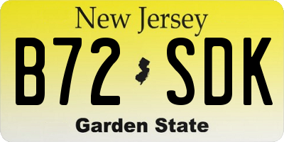 NJ license plate B72SDK