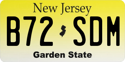 NJ license plate B72SDM