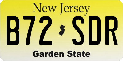 NJ license plate B72SDR
