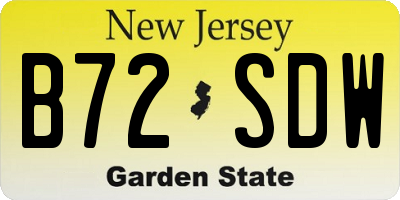 NJ license plate B72SDW