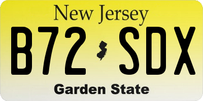 NJ license plate B72SDX