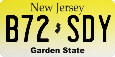 NJ license plate B72SDY