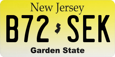 NJ license plate B72SEK