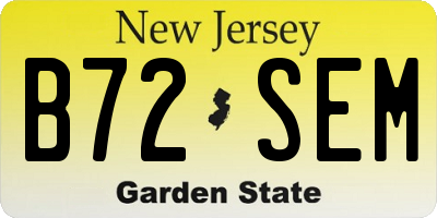 NJ license plate B72SEM