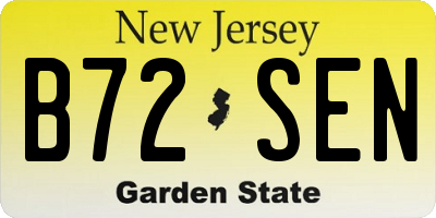 NJ license plate B72SEN
