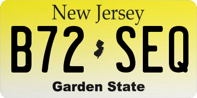 NJ license plate B72SEQ