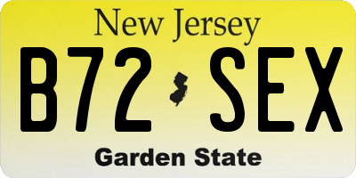 NJ license plate B72SEX