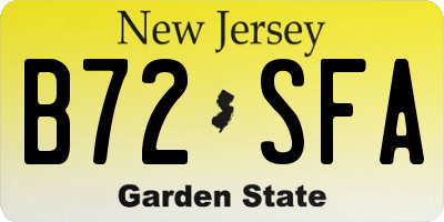 NJ license plate B72SFA