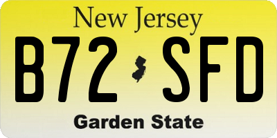 NJ license plate B72SFD