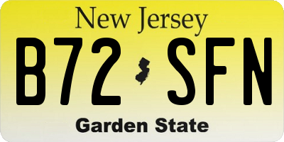 NJ license plate B72SFN